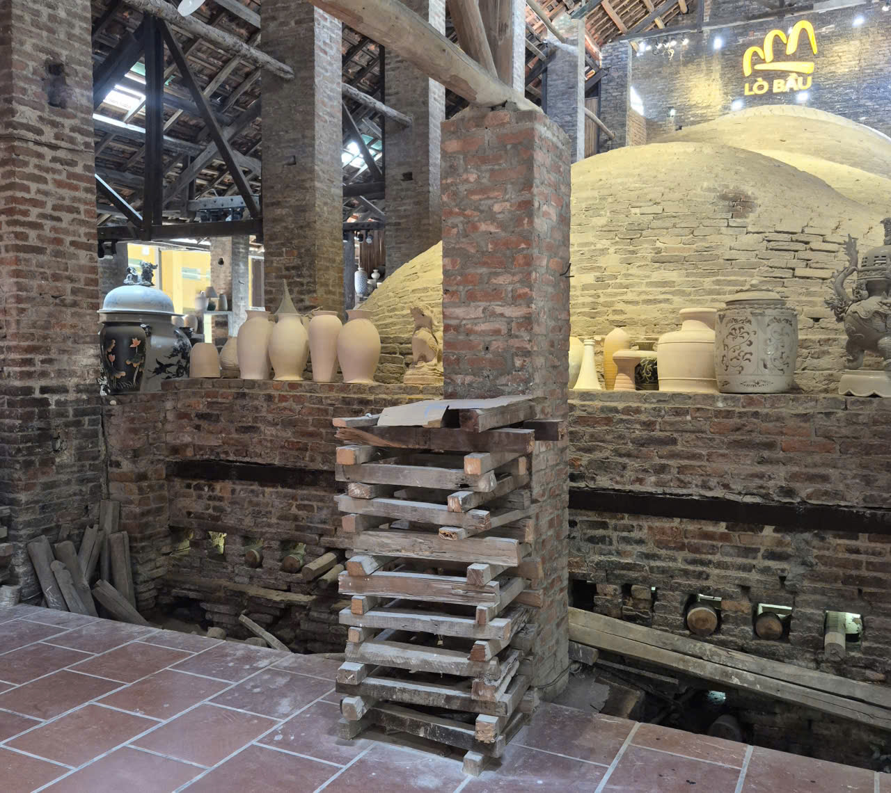 Inside the only surviving historic Lo Bau wood-fired kiln in Bat Trang Pottery Village