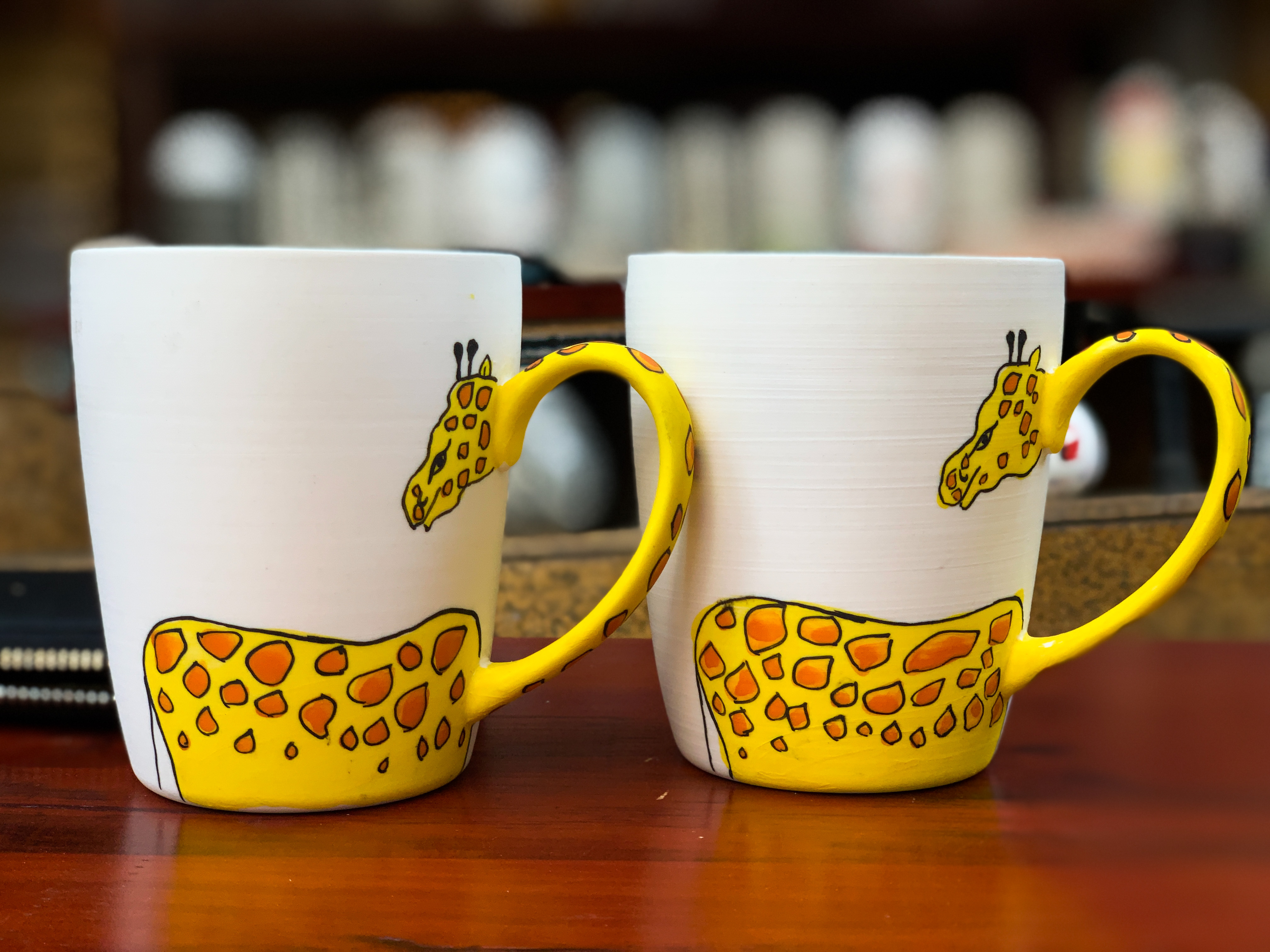 giraffe cups/ hand painted - cốc vẽ tay hươu cao cổ