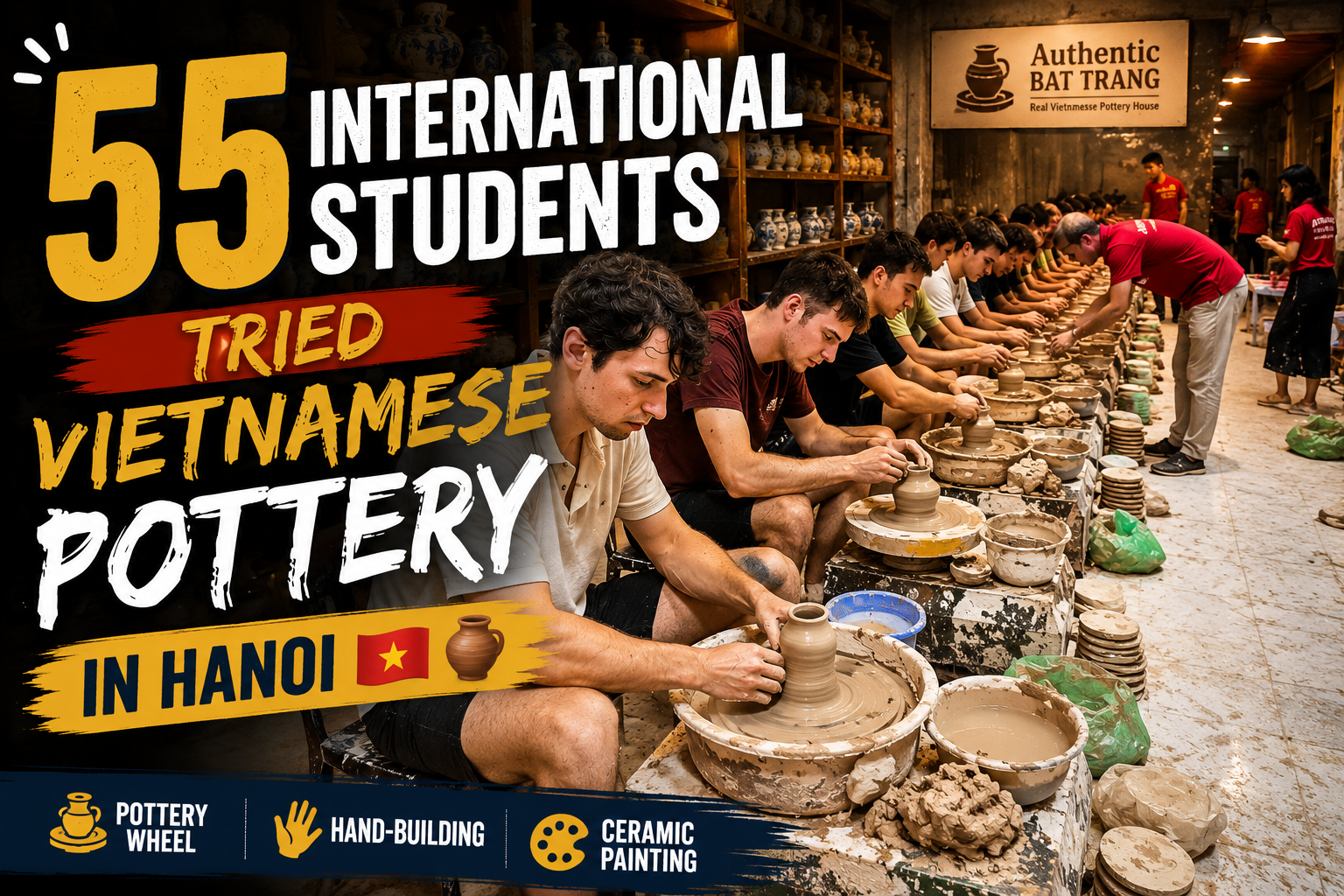 55 International Students Tried Vietnamese Pottery in Hanoi | Authentic Bat Trang