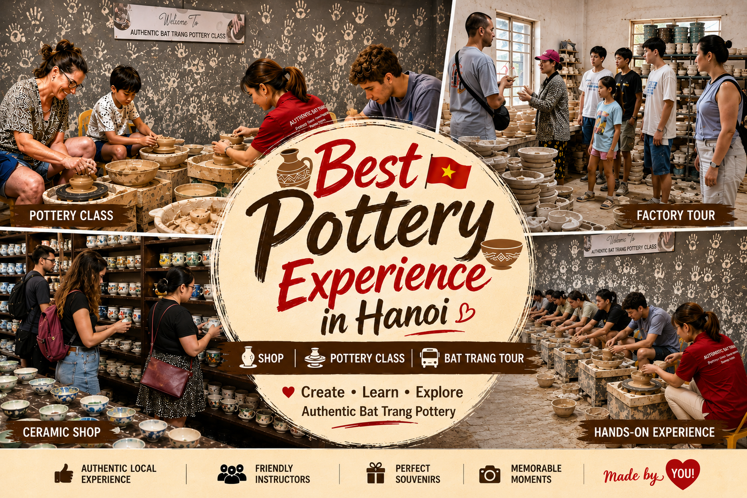 Best Pottery Experience in Hanoi – Discover Authentic bat trang pottery Shop – Pottery class & Bat trang village tour