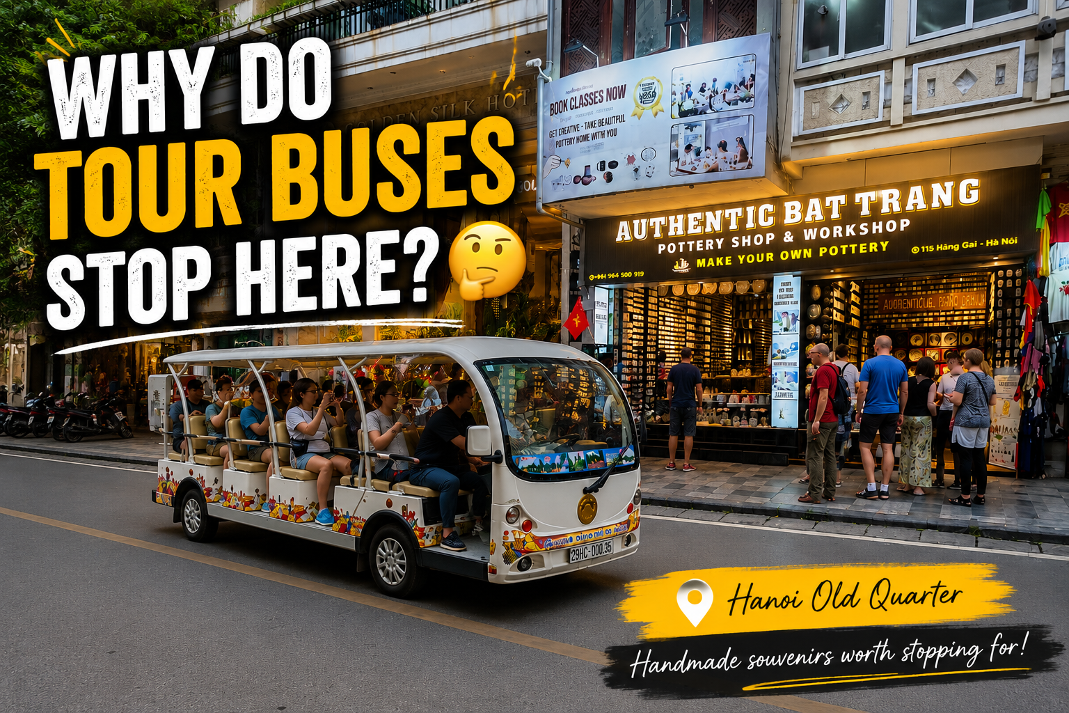Discover why tour buses stop at Authentic Bát Tràng in Hanoi Old Quarter. Shop handmade Bát Tràng ceramics,