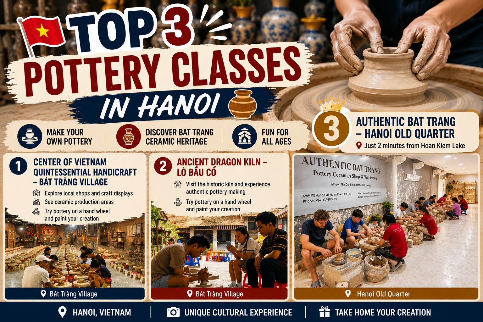 Top 3 Pottery Classes in Hanoi (2026 Guide) | Best Bát Tràng Pottery Experience