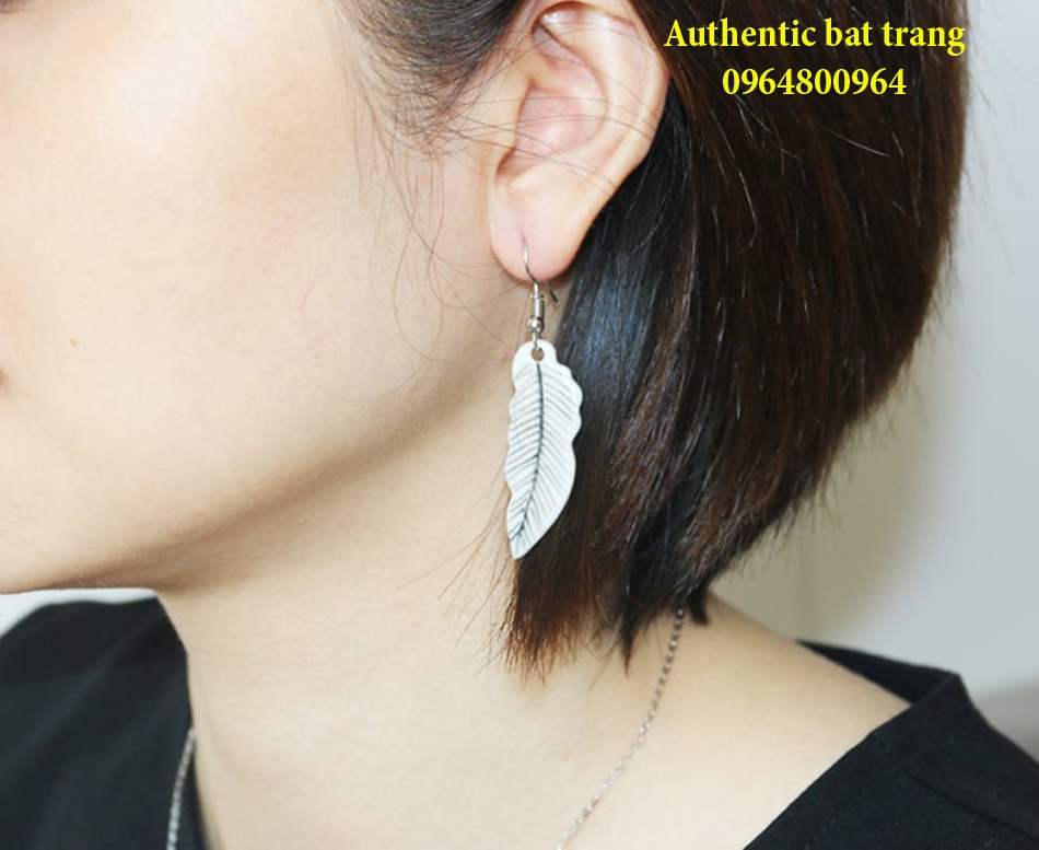 Ceramics Leave earring - Khuyên tai sứ họa tiết lá cây vẽ tay độc đáo - siêu nhẹ siêu bền sản xuất tại xưởng gốm sứ authentic bat trang