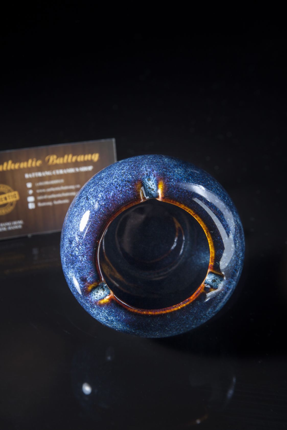 Blue glaze ashtray