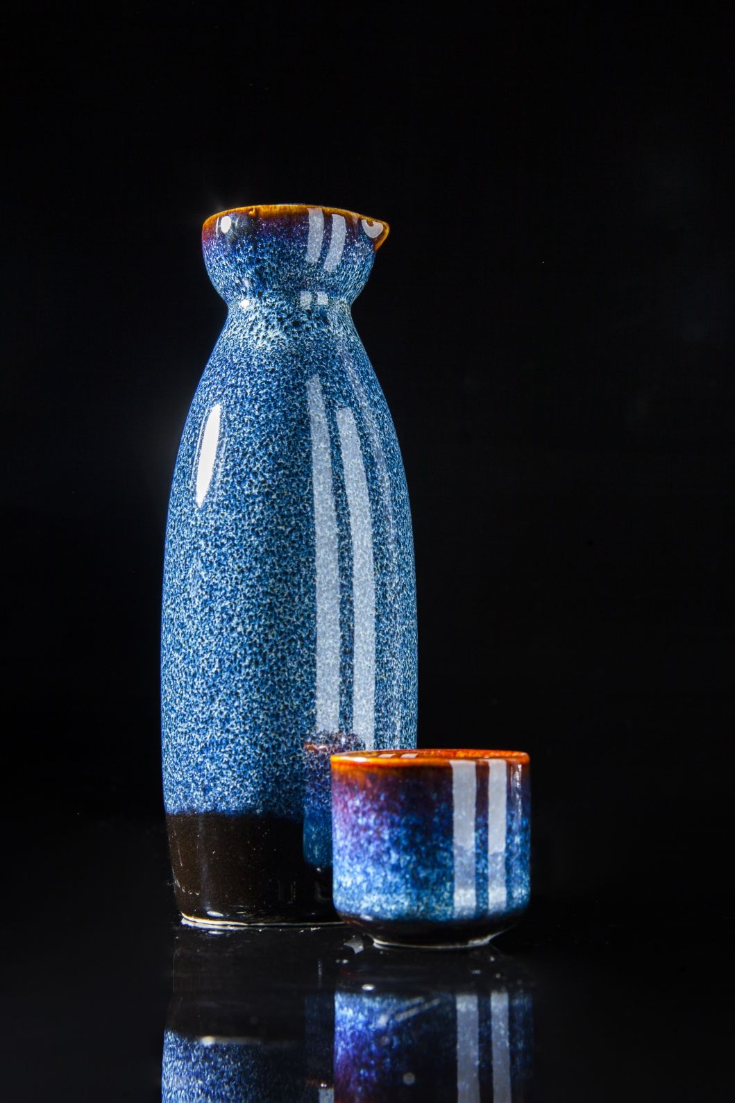 Blue glaze sake set