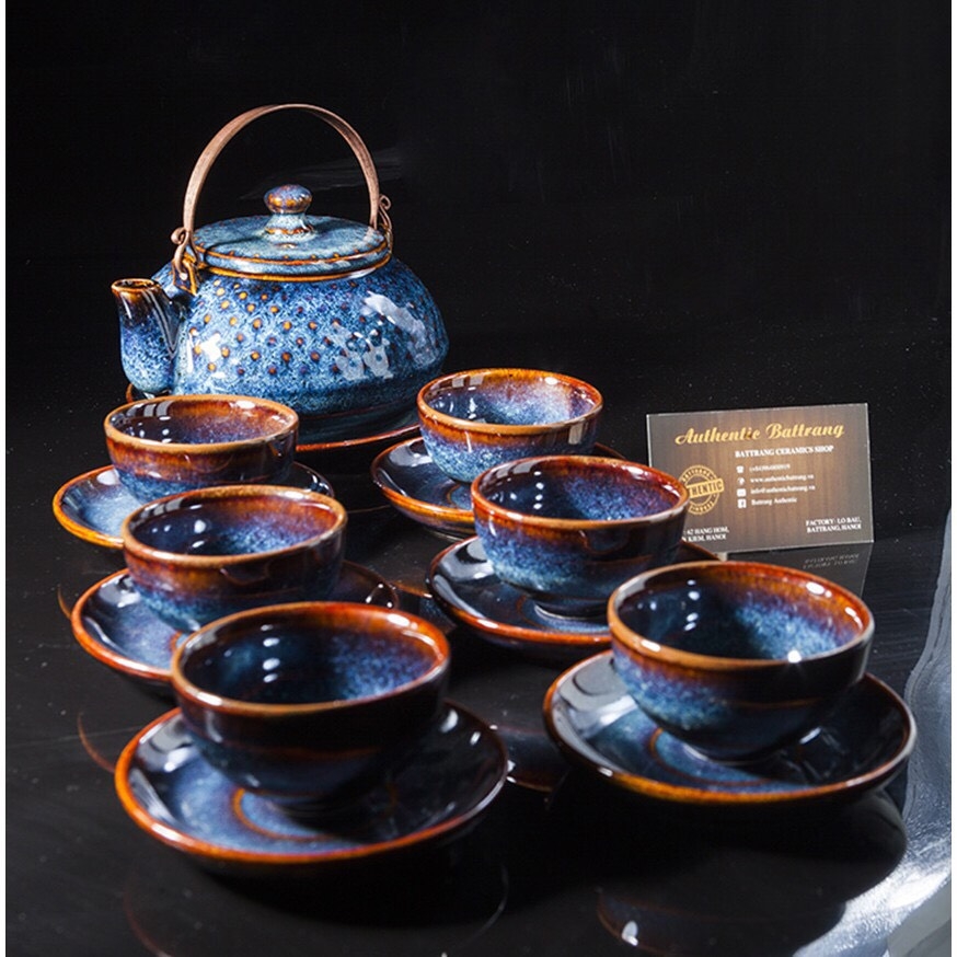 HOT - A GENERAL OF HIGH-QUALITY blue enamel teapots - made at Gia Oanh Authentic Bat Trang Factory