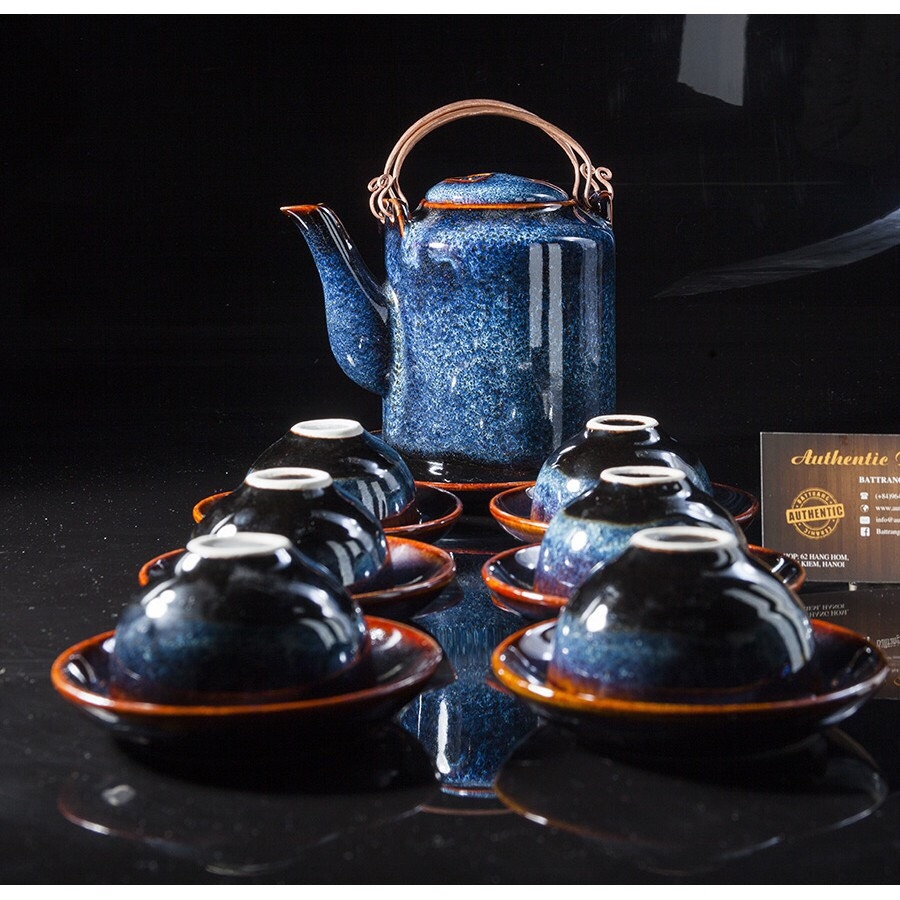 HOT - A GENERAL OF HIGH-QUALITY blue enamel teapots - made at Gia Oanh Authentic Bat Trang Factory