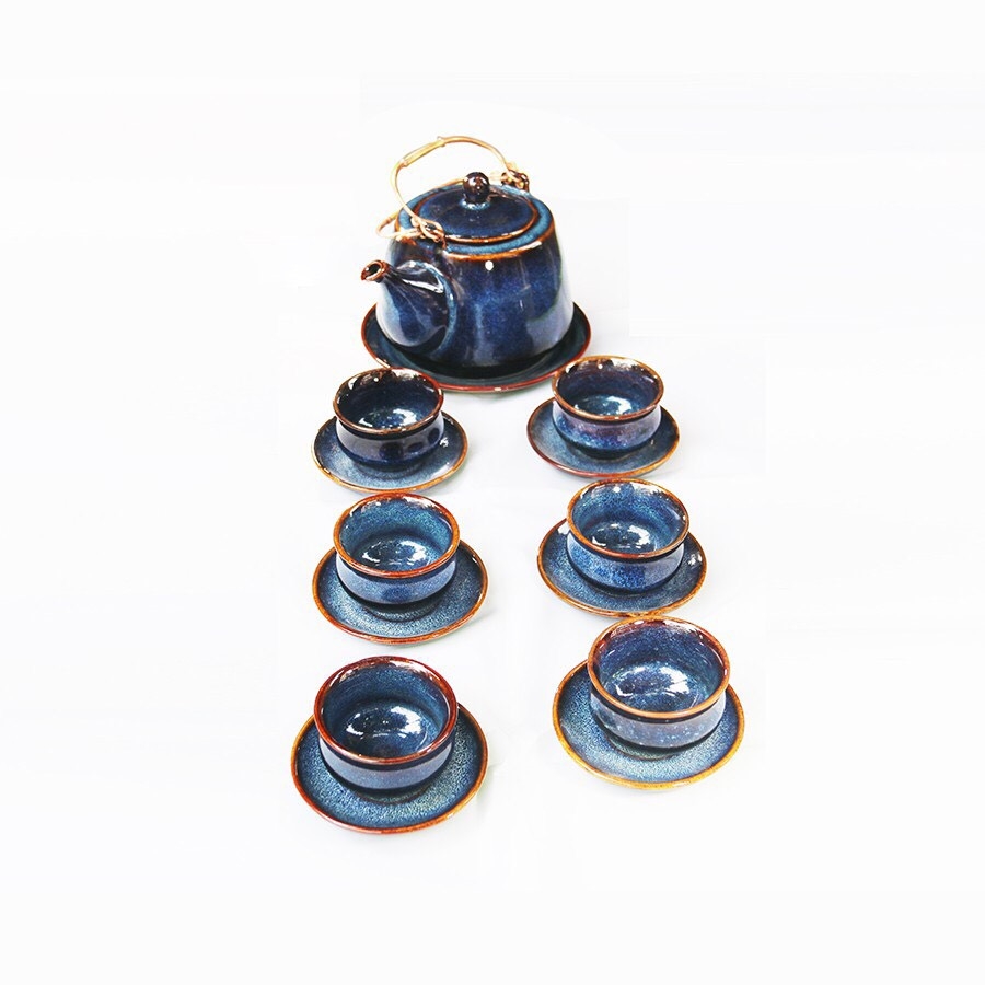HOT - A GENERAL OF HIGH-QUALITY blue enamel teapots - made at Gia Oanh Authentic Bat Trang Factory