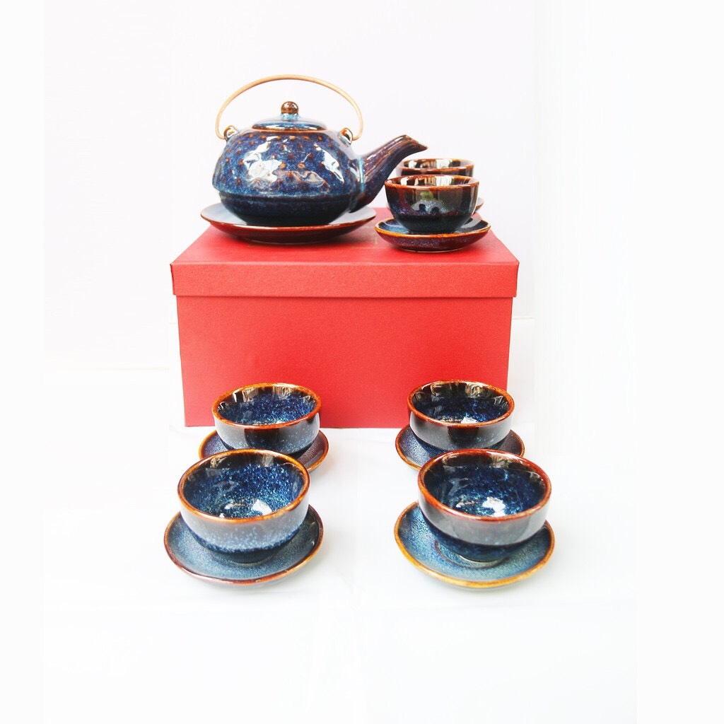 HOT - A GENERAL OF HIGH-QUALITY blue enamel teapots - made at Gia Oanh Authentic Bat Trang Factory
