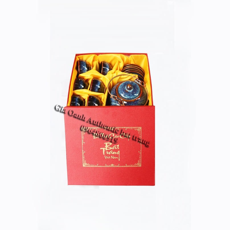 TEA SET GIFT 07- BLUE ENAMEL TEAPOT SET - HIGH QUALITY - UNIQUE GIFT PRODUCTS