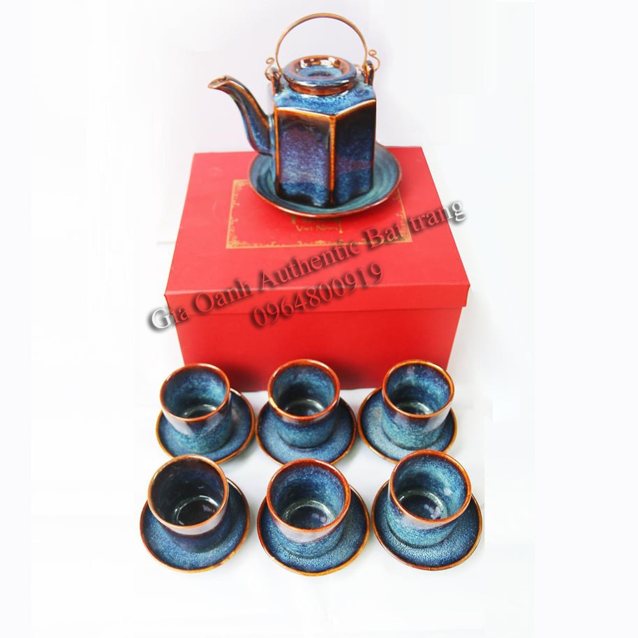 Bộ ấm lục giác men hỏa biến đẳng cấp - quà tặng đặng biệt cho dịp lễ tết, năm mới và tân gia