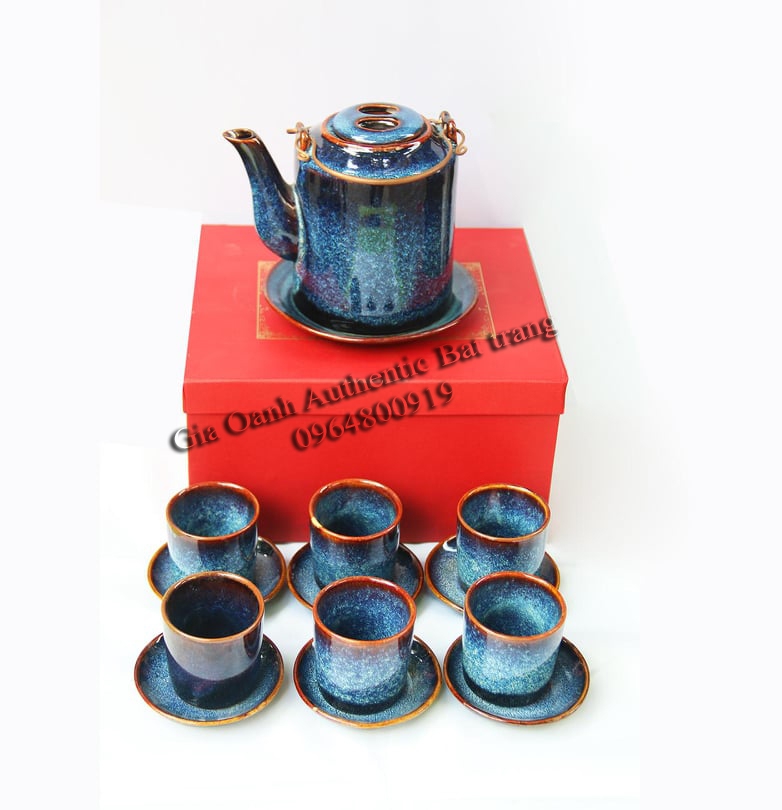 Tea set gift- Bộ ấm tích men xanh hỏa biến đẳng cấp, sản phẩm quà tặng độc đáo và hữu ích cho mọi gia đình vào dịp lễ tết