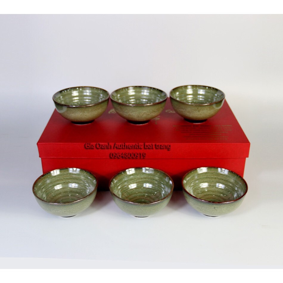 Jade rabbit enamel rice bowl - high-class ceramic gift set made in authentic bat Trang ceramics factory