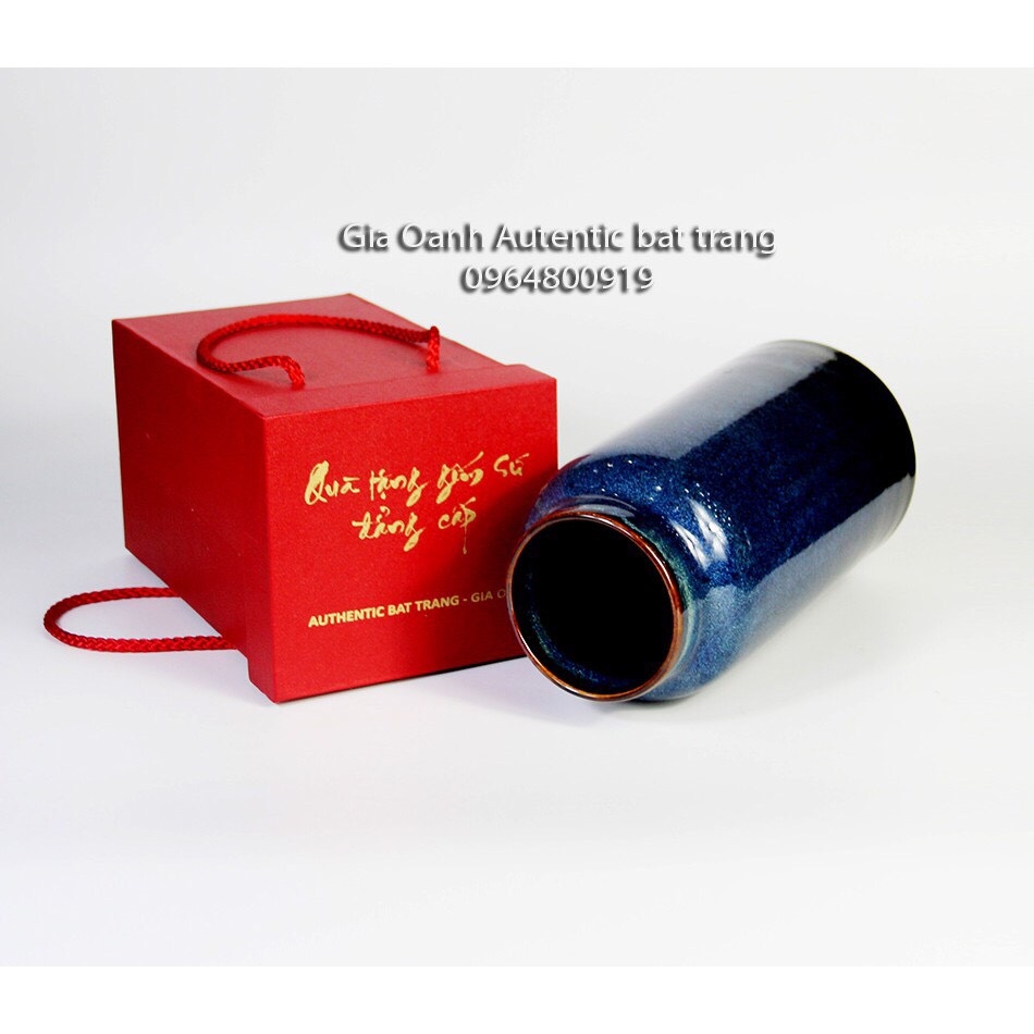 Gifts Flower vases - high-grade blue glaze - gia oanh authentic bat trang