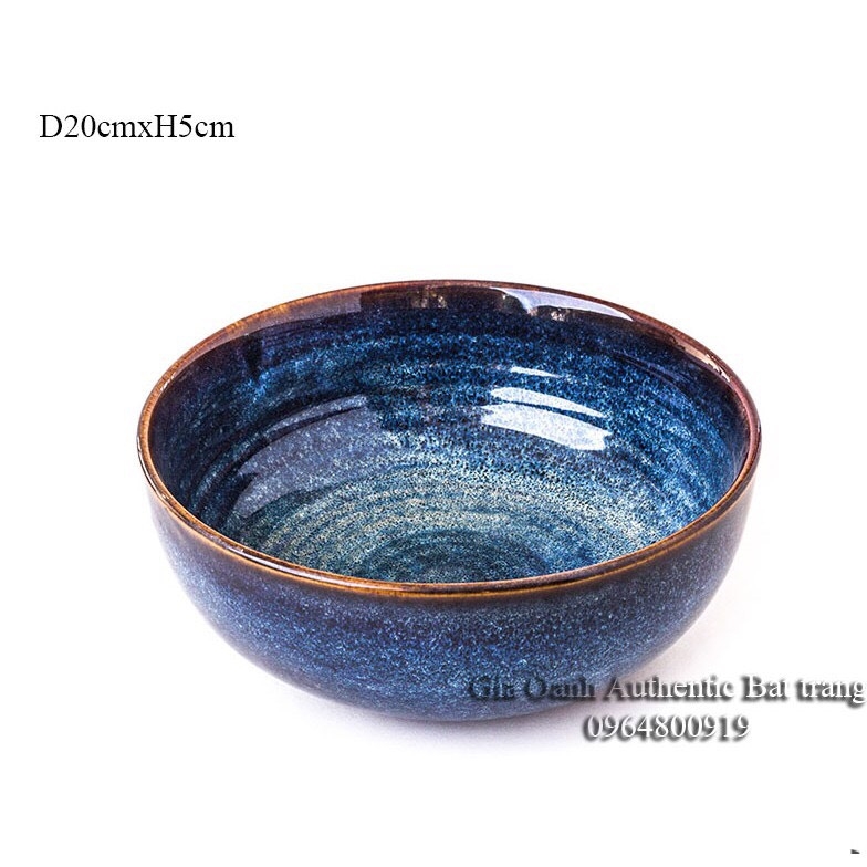 HIGH-QUALITY Bowls OF Pho, Soup, Salad blue Enamel - Authentic Gia Oanh Ceramic Factory Bat Trang - specializes in restaurant dishes