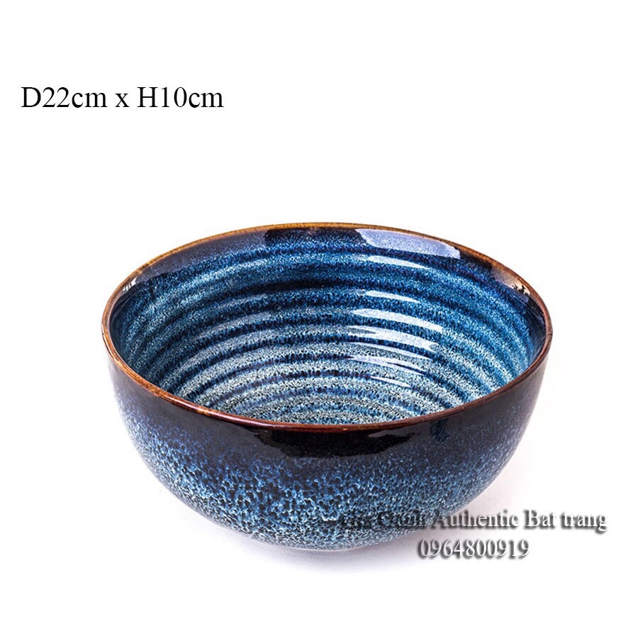 HIGH-QUALITY Bowls OF Pho, Soup, Salad blue Enamel - Authentic Gia Oanh Ceramic Factory Bat Trang - specializes in restaurant dishes