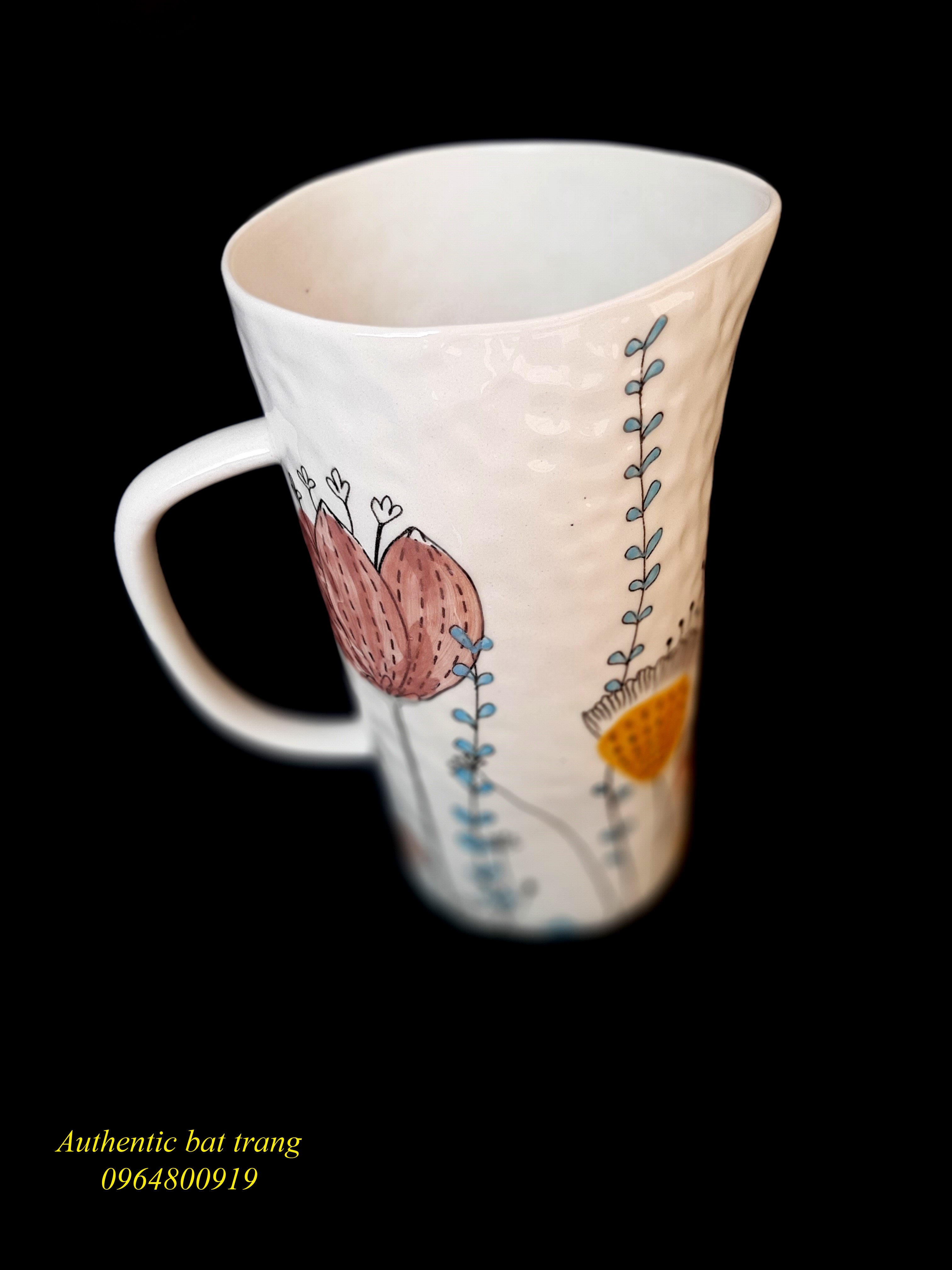 Milk jug/ Bình sữa cắm hoa xuất Âu, hàng thủ công vẽ tay sản xuất tại xưởng gốm sứ Authentic bat trang