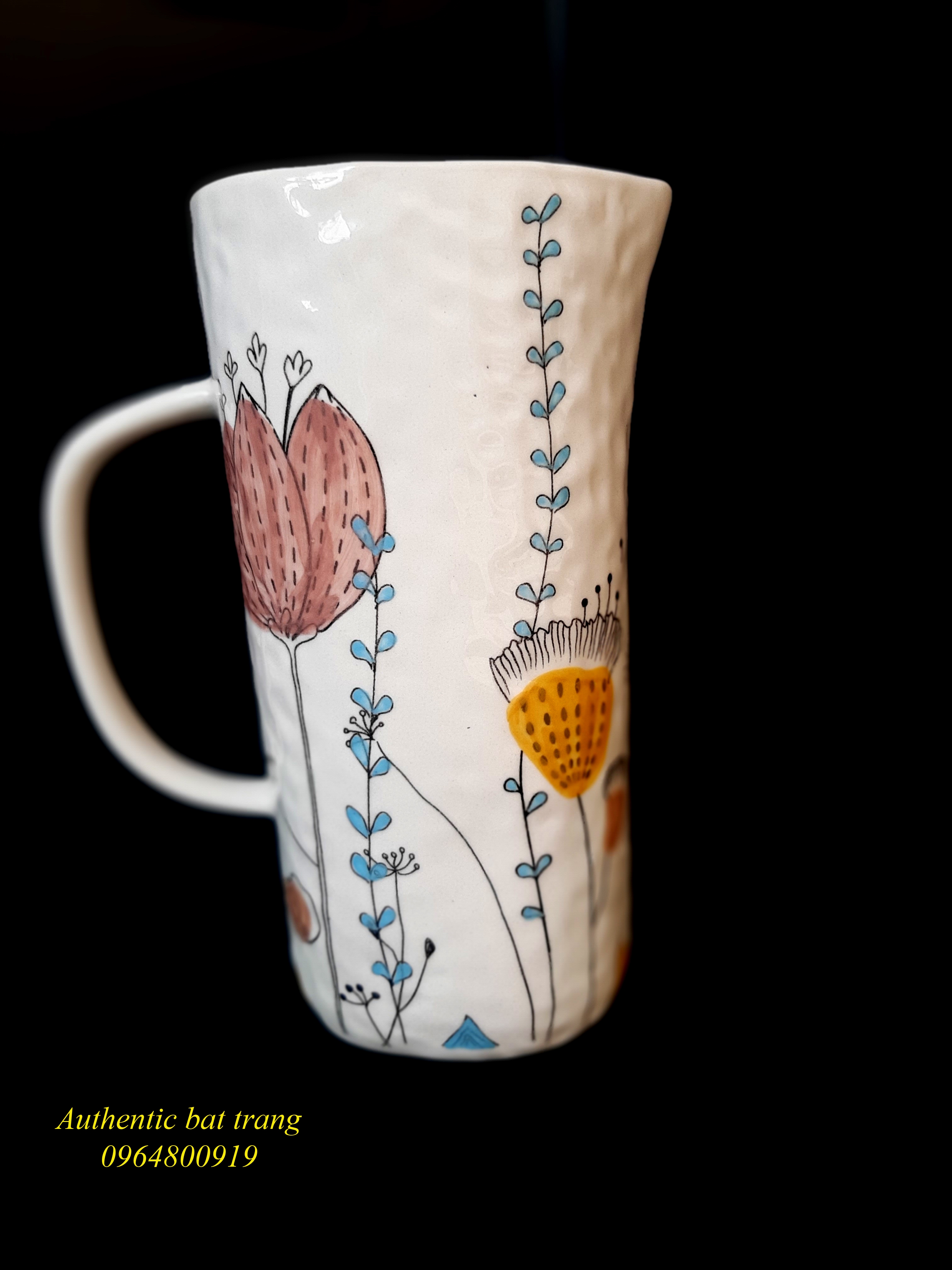 Milk jug/ Bình sữa cắm hoa xuất Âu, hàng thủ công vẽ tay sản xuất tại xưởng gốm sứ Authentic bat trang