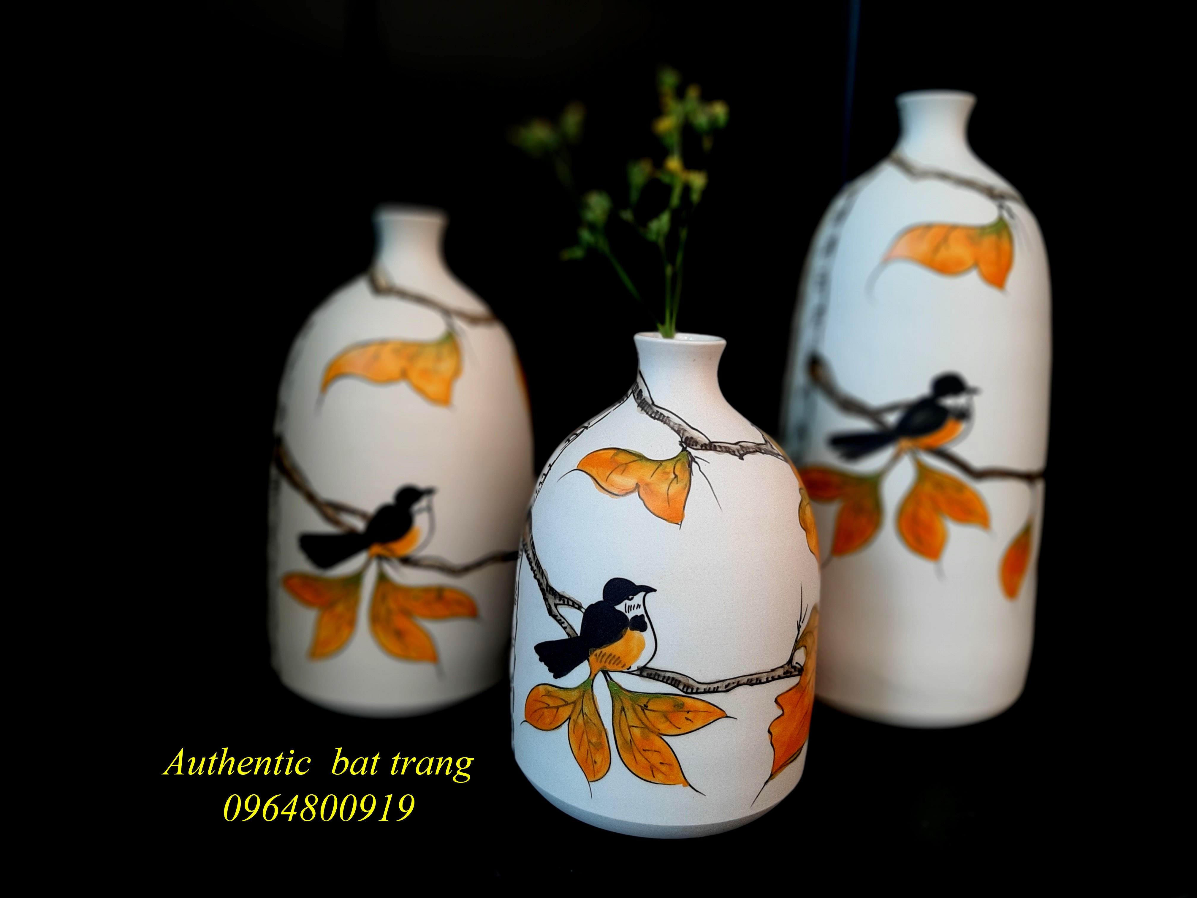 Home decor vases set/ Bộ bình bóp miệng phong cách châu âu sản phẩm trang trí nhà cửa sản xuất tại xưởng gốm sứ Authentic bat trang