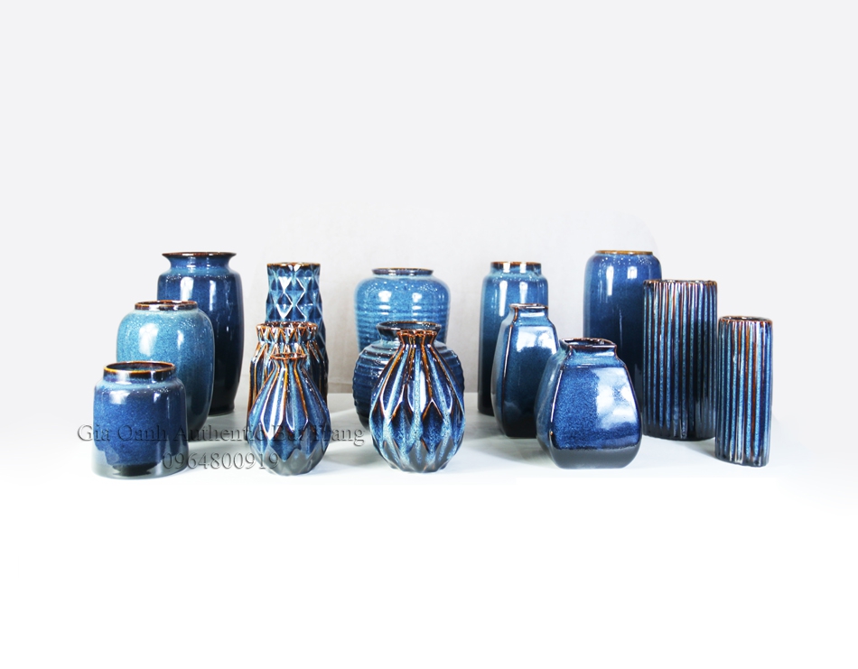 Vases collection - Các bộ sưu tập bình cắm hoa, bình trang trí men xanh hỏa biến đẳng cấp sản xuất tại xưởng gốm sứ gia oanh Authentic bat trang
