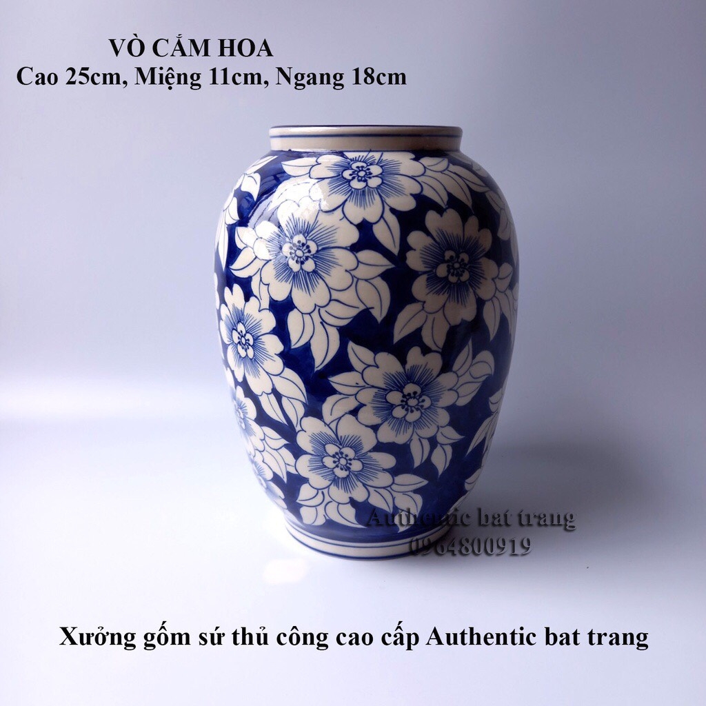 (HOT TREND) Bình cắm hoa, trang trí vẽ và vuốt tay thủ công 100% - Gốm sứ bát tràng chính hãng - authentic bat trang