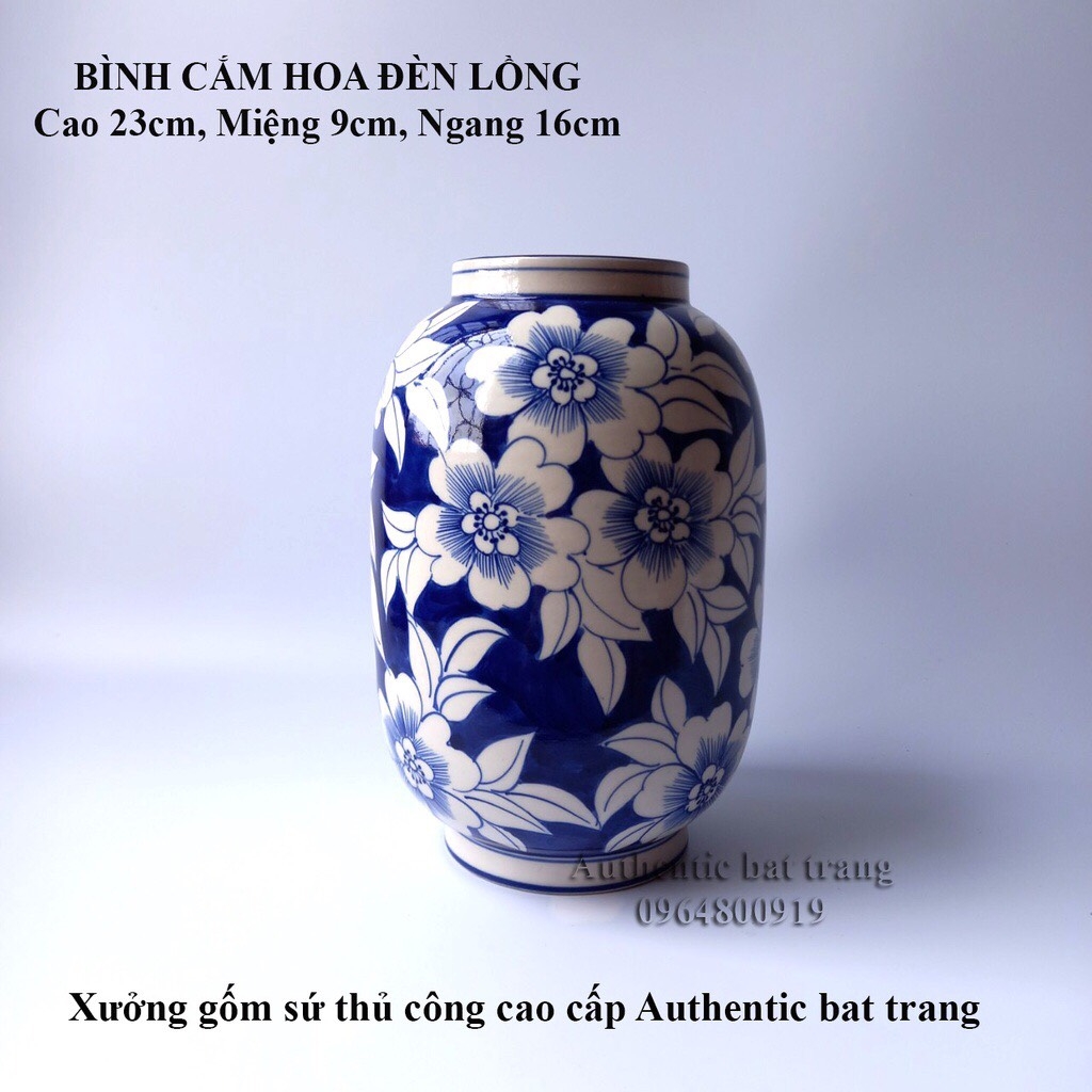 (HOT TREND) Bình cắm hoa, trang trí vẽ và vuốt tay thủ công 100% - Gốm sứ bát tràng chính hãng - authentic bat trang