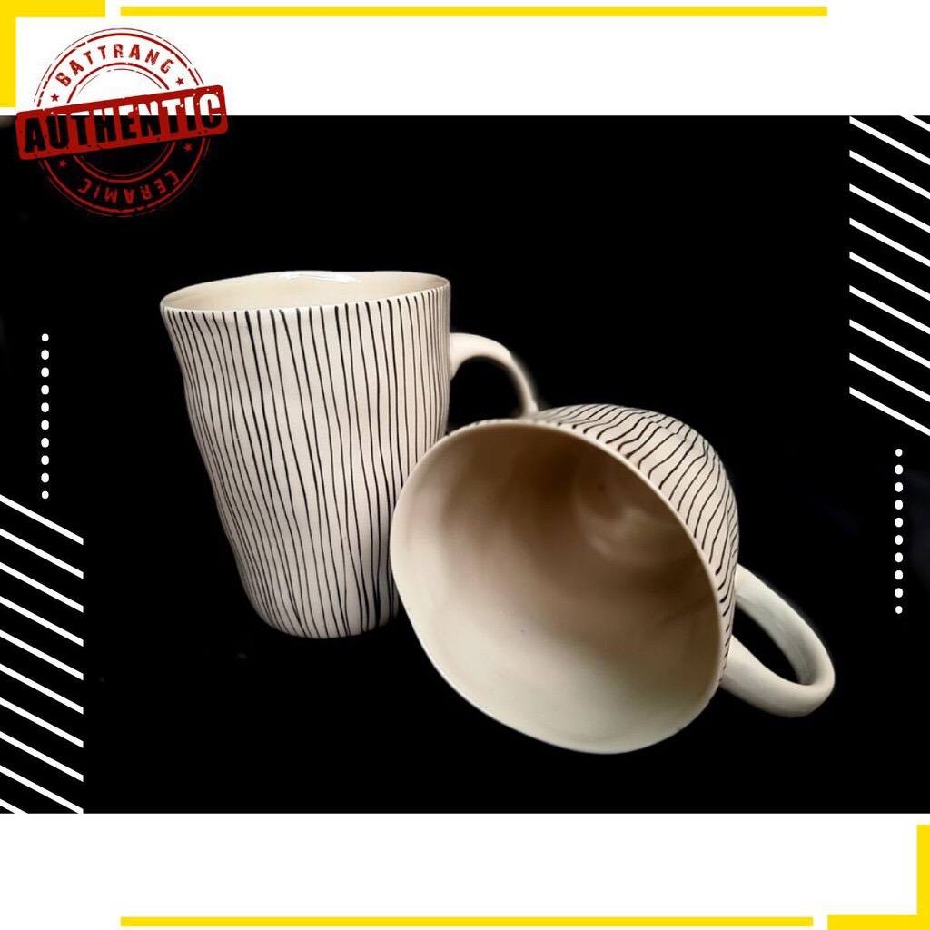 PLAID CUPS-MANUFACTURED IN AUTHENTIC BAT TRANG CERAMIC FACTORY