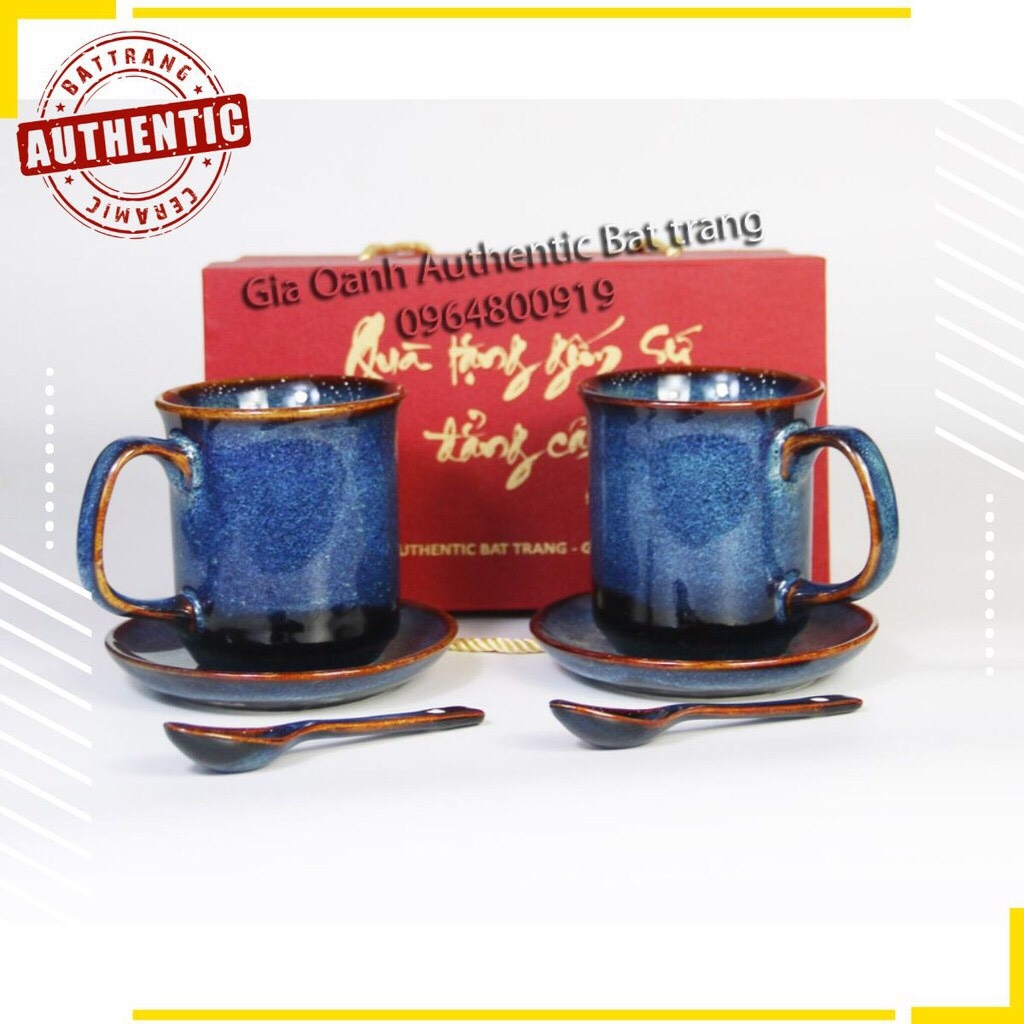 HOT- QUALITY VARIOUS BLUE ENAMEL CUPS SET - HOLIDAY, NEW YEAR, AND FAMILY GIFT SET