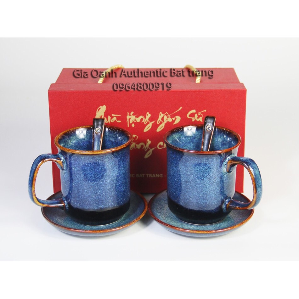 HOT- QUALITY VARIOUS BLUE ENAMEL CUPS SET - HOLIDAY, NEW YEAR, AND FAMILY GIFT SET