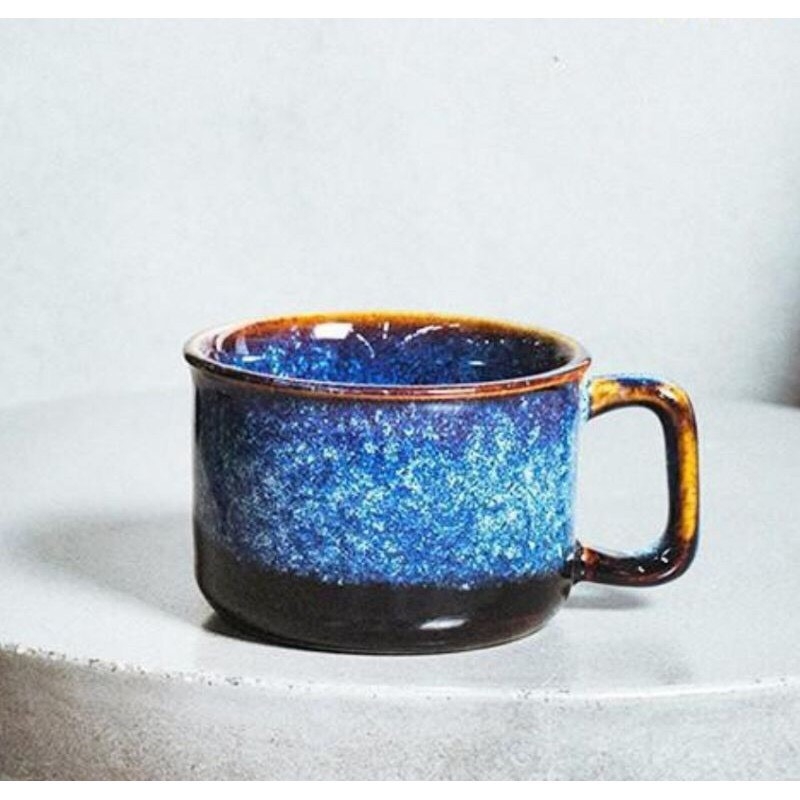 [ HOT ] 8X5CM BLUE ENAMEL COFFEE CUP - HIGH-QUALITY - GIA OANH AUTHENTIC BAT TRANG CERAMIC