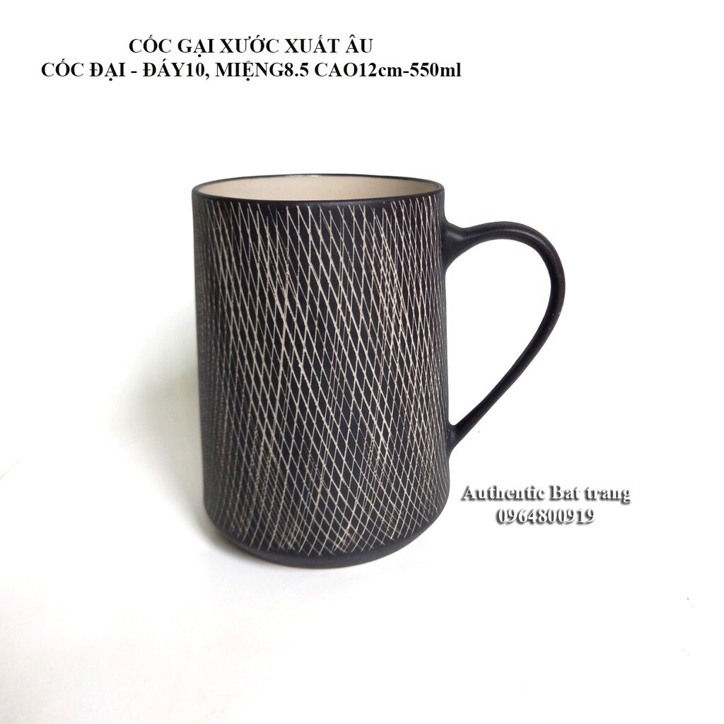 SCRATCH PATTERNED MUG - EU - UNIQUE STYLE TO ENJOY TEA AND COFFEE - AUTHENTIC BAT TRANG CERAMICS WORKSHOP