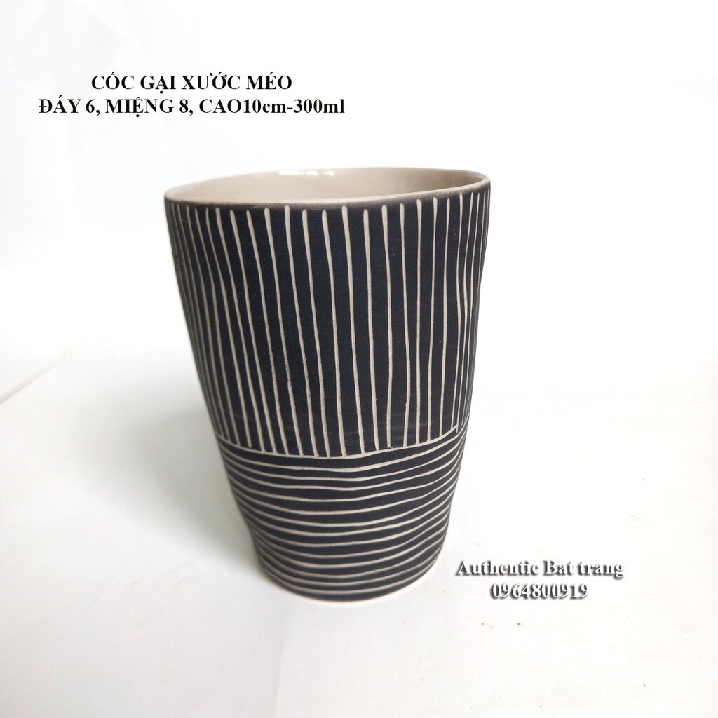 Scratch patterned mug - EU - Unique style to enjoy tea and coffee - Authentic Bat Trang ceramics workshop