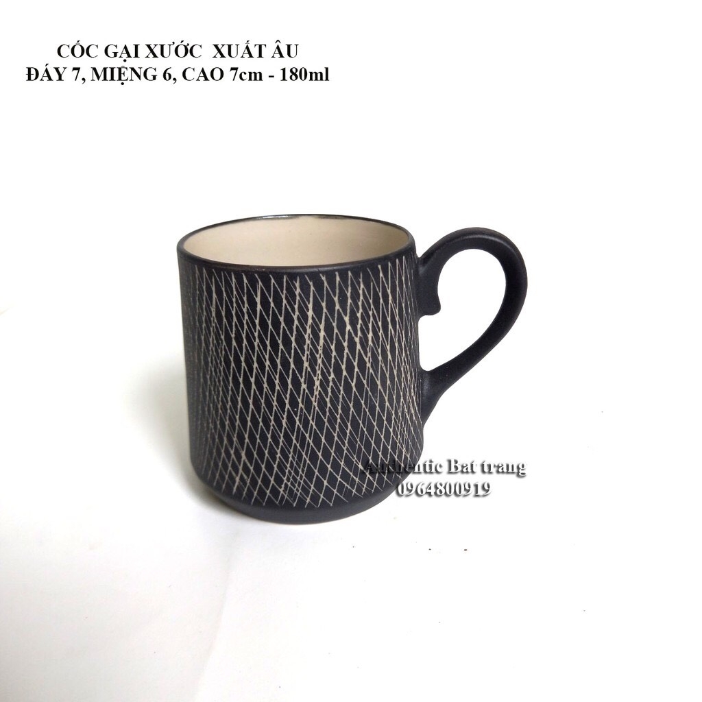 SCRATCH PATTERNED MUG - EU - UNIQUE STYLE TO ENJOY TEA AND COFFEE - AUTHENTIC BAT TRANG CERAMICS WORKSHOP