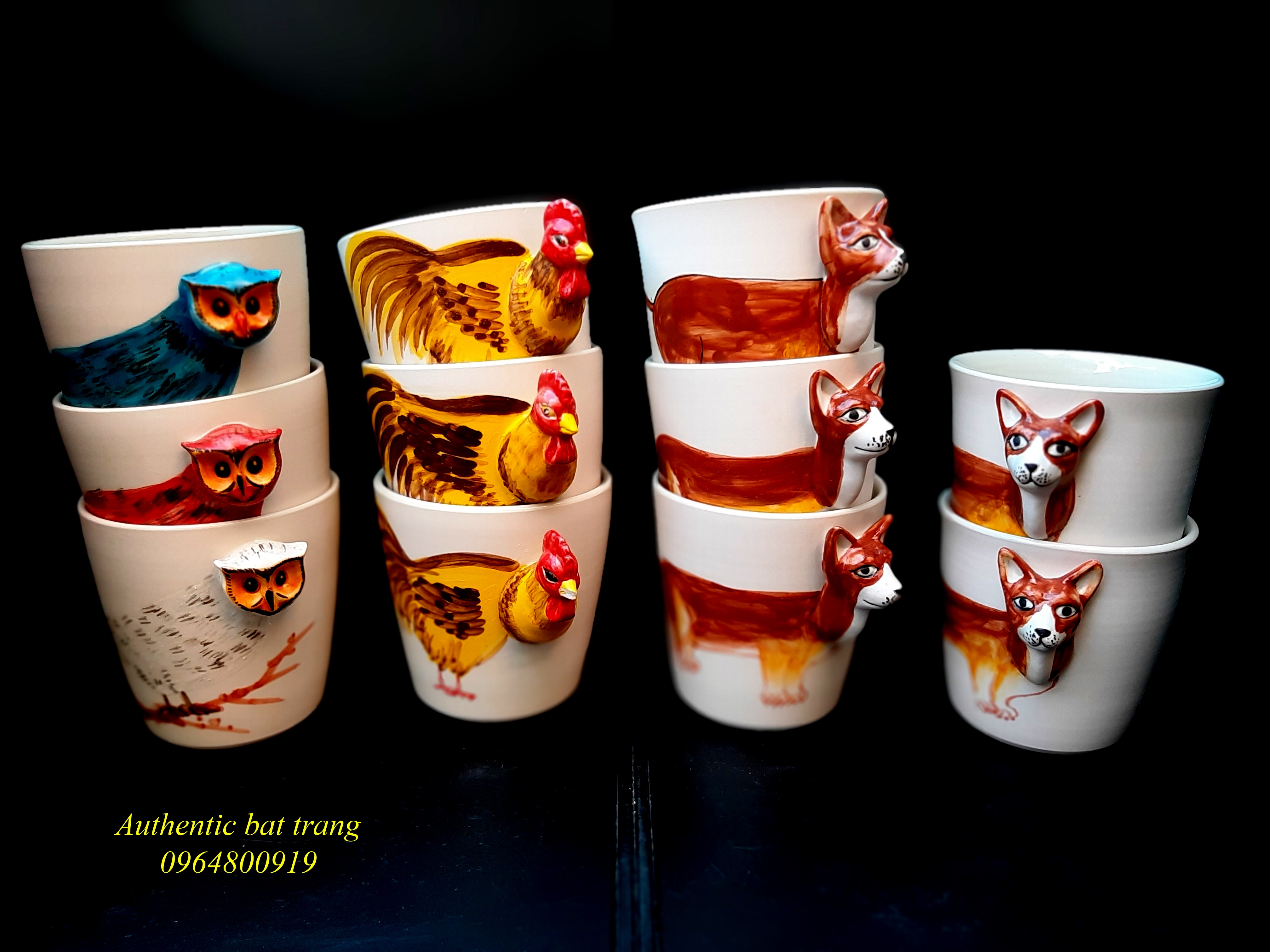 Animal cups- Cốc con vật một sản phẩm thủ công động đáo sản xuất tại xưởng authentic bat trang