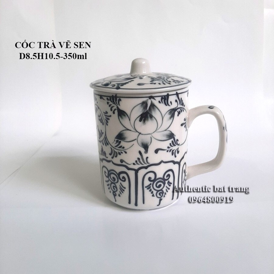 TEA FILTER cup, Tea mug with lid, BEAUTIFUL-CONVENIENT - 100% handmade hand-painted products - Authentic Bat Trang Ceramics Workshop