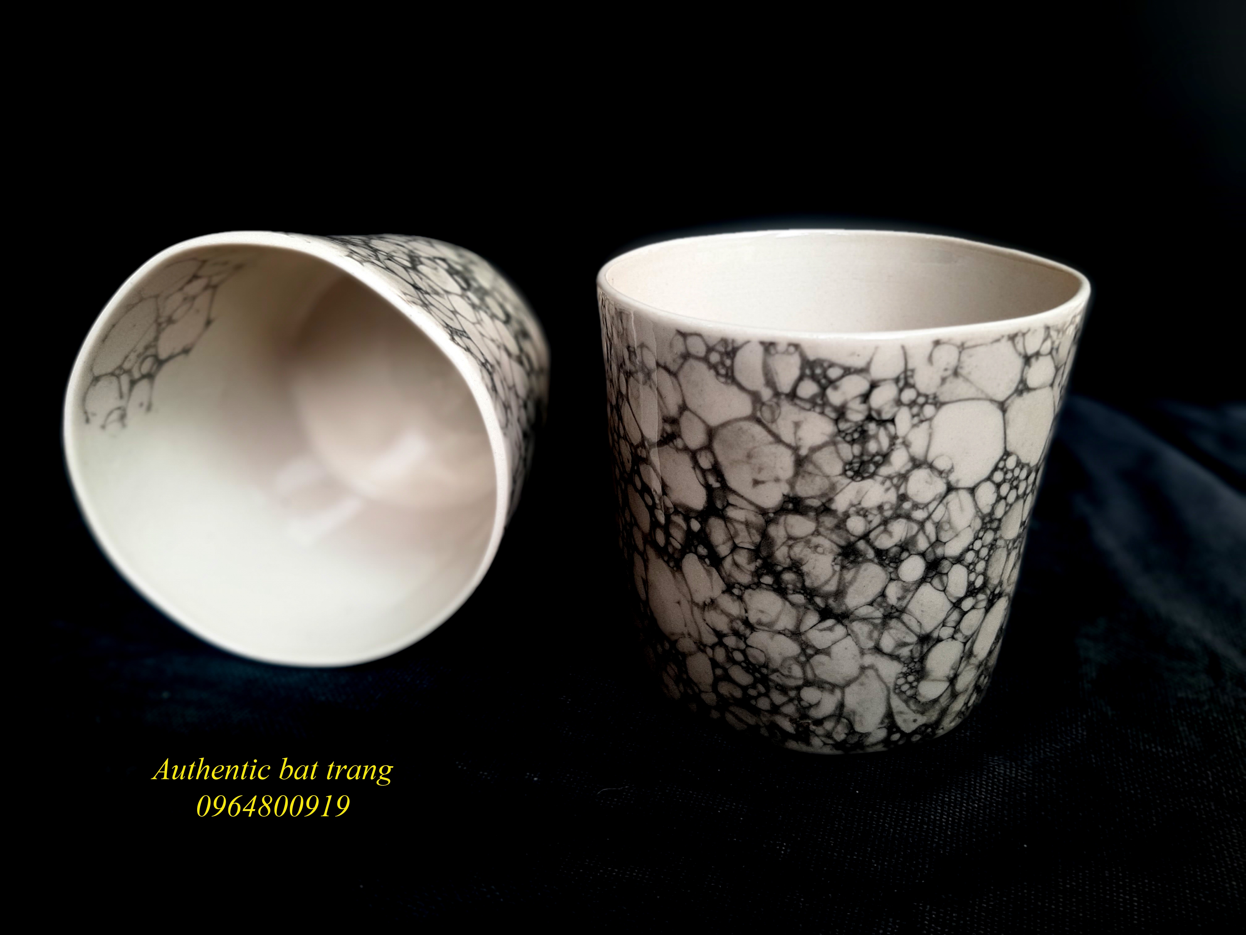 BLACK BLOON CUPS/ CỐC BÓNG ĐEN MÉO SẢN PHẨM THỦ CÔNG XUẤT ÂU SẢN XUẤT TẠI XƯỞNG GỐM SỨ AUTHENTIC BAT TRANG