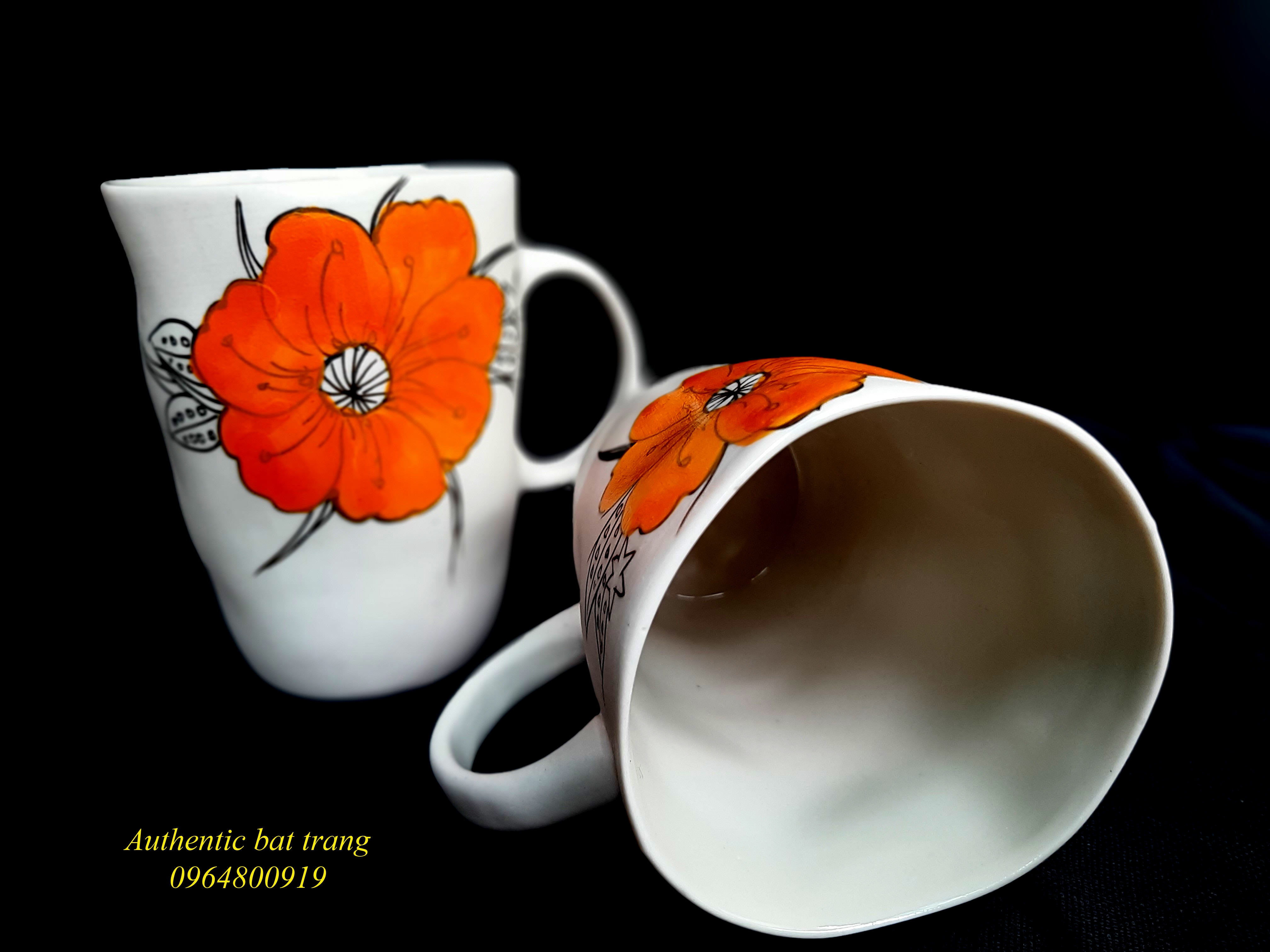 Flower Cups/ Cốc vẽ hoa sản phẩm vẽ tay thủ công tại xưởng gốm sứ authentic bát tràng
