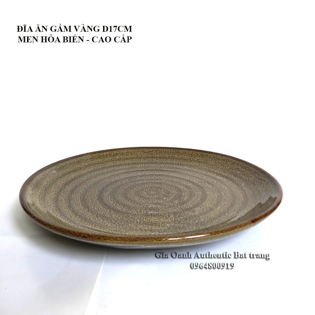 HIGH-QUALITY dining plate with yellow brocade enamel  - used for a 5-star hotel restaurant. Gia Oanh Authentic Bat Trang Ceramics Factory