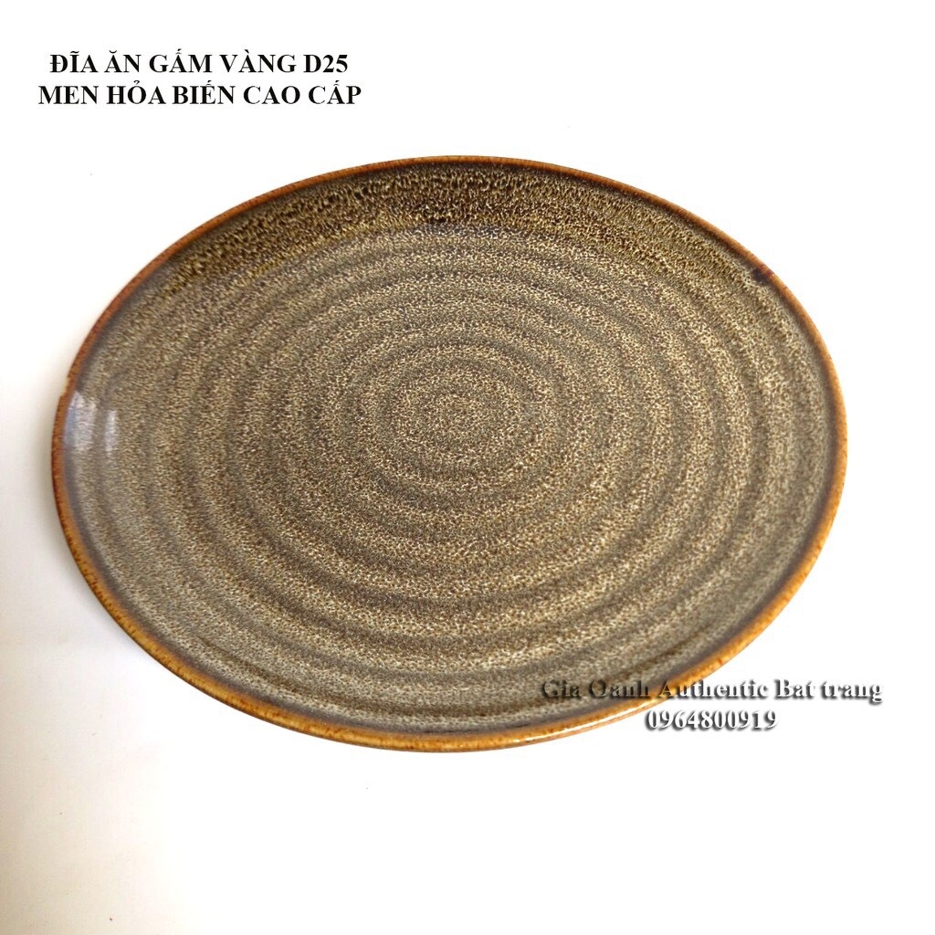 HIGH-QUALITY dining plate with yellow brocade enamel  - used for a 5-star hotel restaurant. Gia Oanh Authentic Bat Trang Ceramics Factory