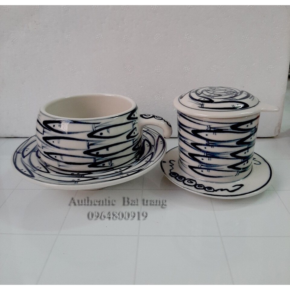 Quality to every drop of coffee - High quality Bat Trang ceramic filter coffee set, 100% hand-painted product