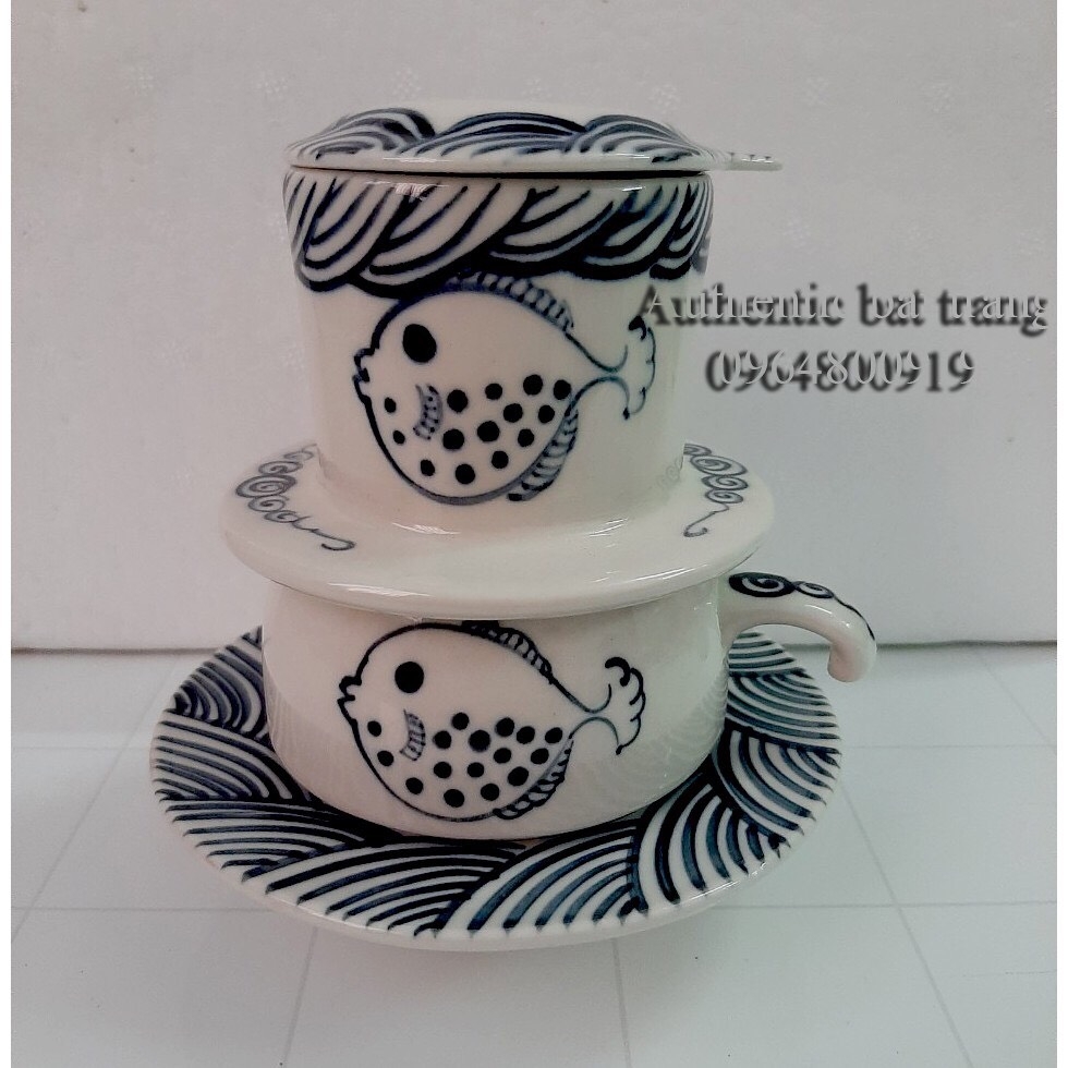 Quality to every drop of coffee - High quality Bat Trang ceramic filter coffee set, 100% hand-painted product