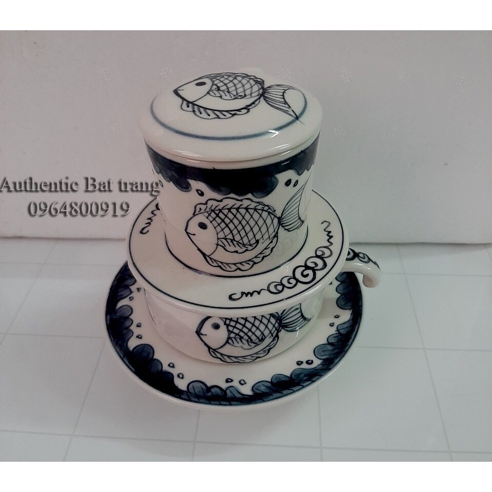 Quality to every drop of coffee - High quality Bat Trang ceramic filter coffee set, 100% hand-painted product