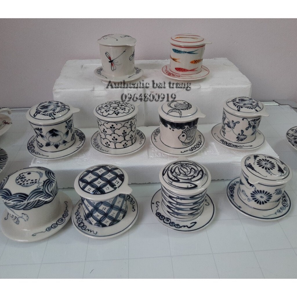 Quality to every drop of coffee - High quality Bat Trang ceramic filter coffee set, 100% hand-painted product
