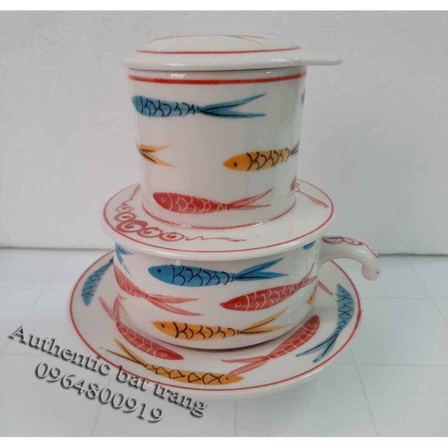 Quality to every drop of coffee - High quality Bat Trang ceramic filter coffee set, 100% hand-painted product