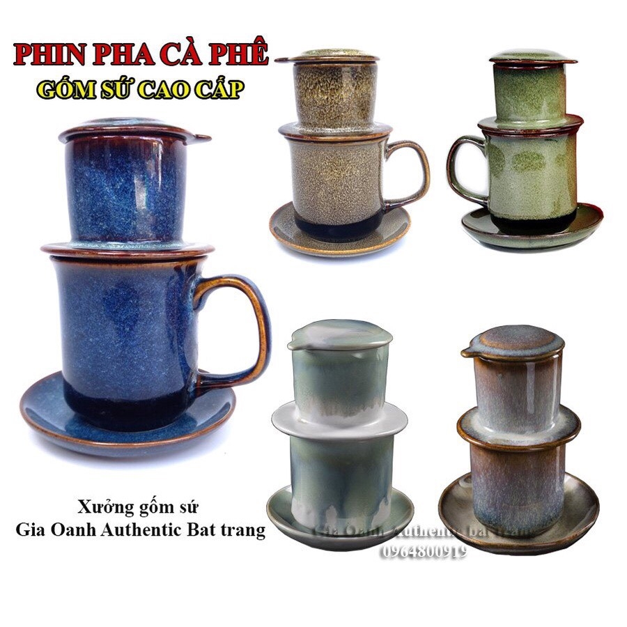 High-class porcelain filter coffee set, luxurious glaze made at Gia Oanh Ceramic Factory Authentic bat Trang