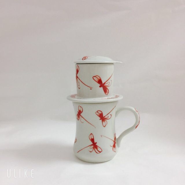 HOT - COFFEE FILTER SET WITH HAND-PAINTED - AUTHENTIC BAT TRANG CERAMIC WORKSHOP