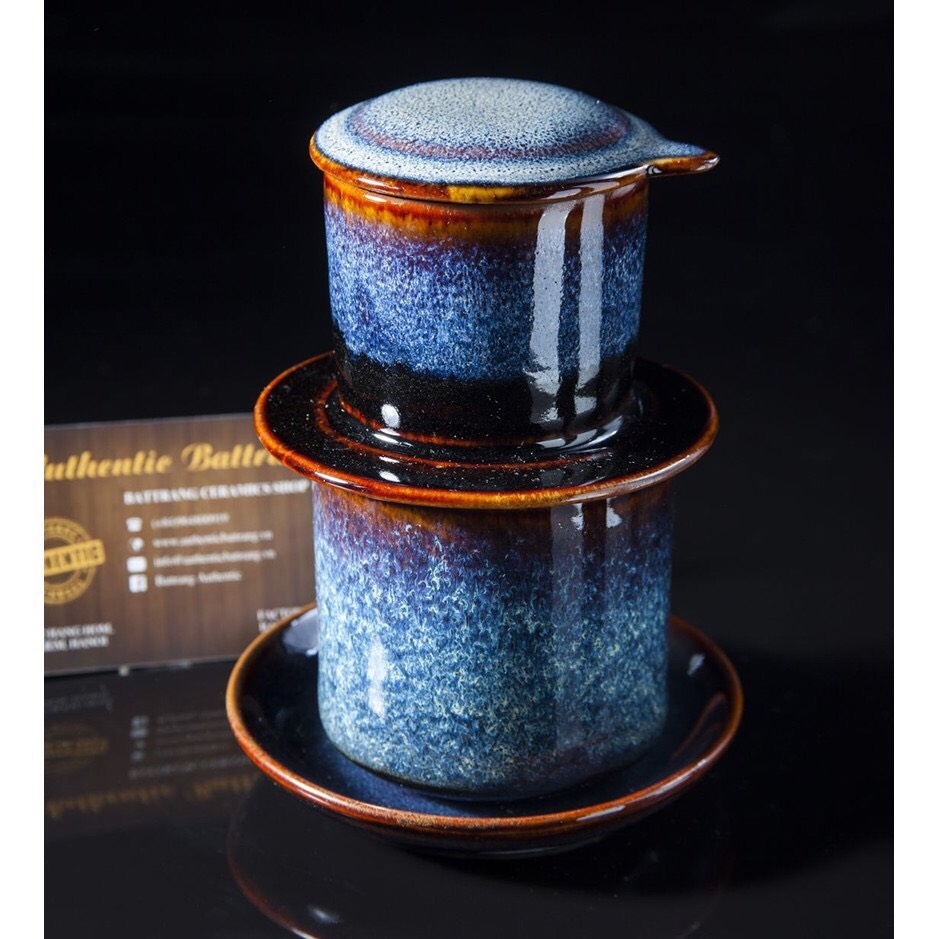 High-class porcelain filter coffee set, luxurious glaze made at Gia Oanh Ceramic Factory Authentic bat Trang