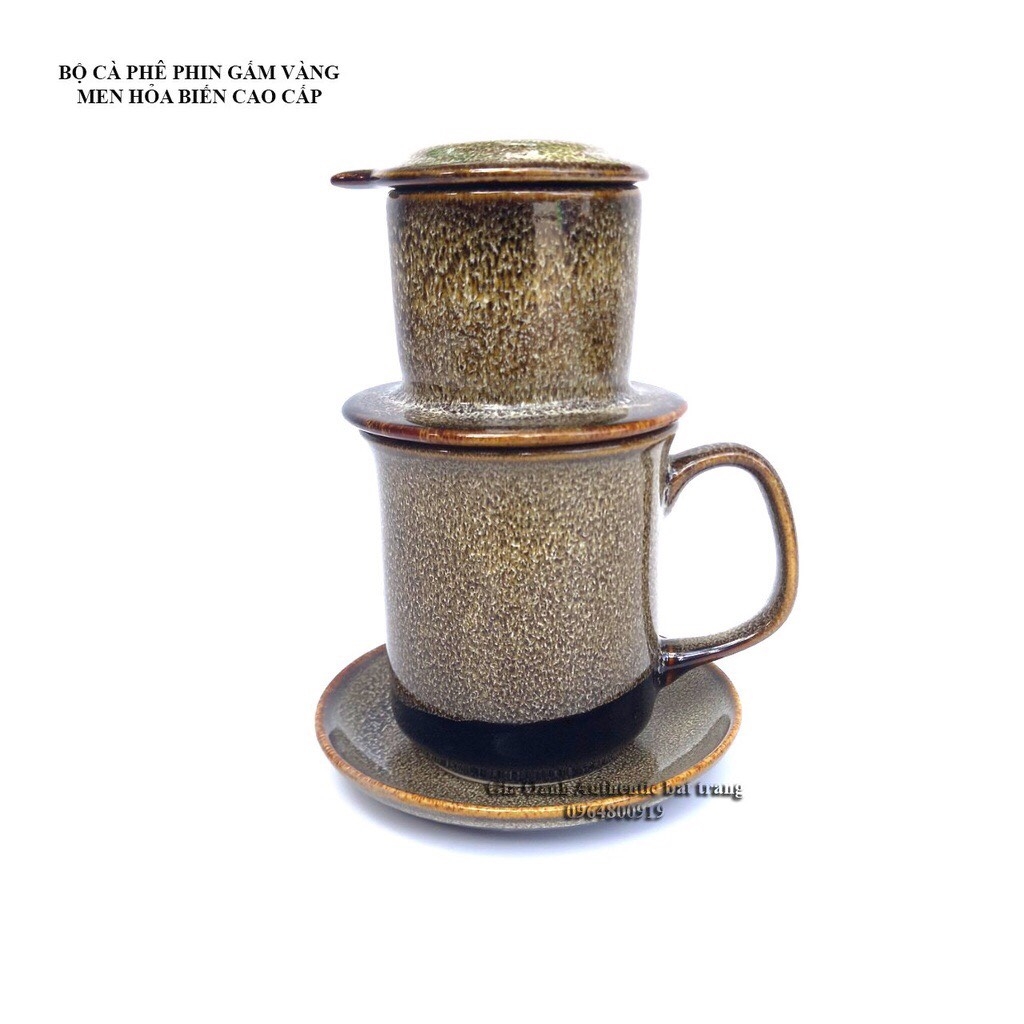 High-class porcelain filter coffee set, luxurious glaze made at Gia Oanh Ceramic Factory Authentic bat Trang