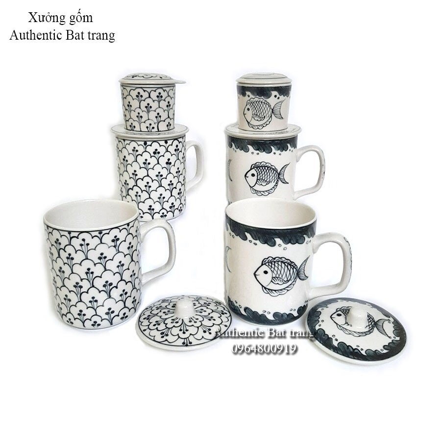 3-IN1 COFFEE FILTER SET (COFFEE + FILTER + LID) IS SUPER CONVENIENT, HAND-PAINTED BY BAT TRANG AUTHENTIC CERAMICS FACTORY