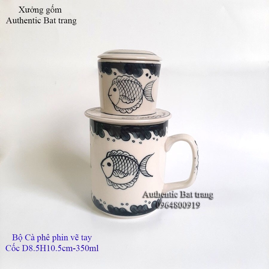 3-IN1 COFFEE FILTER SET (COFFEE + FILTER + LID) IS SUPER CONVENIENT, HAND-PAINTED BY BAT TRANG AUTHENTIC CERAMICS FACTORY